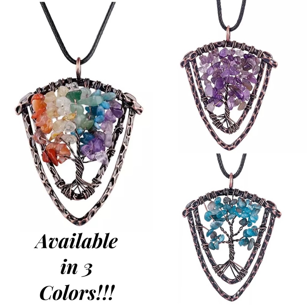 Quartz Crystal Tree of Life Healing Necklace - Picture 14 of 15